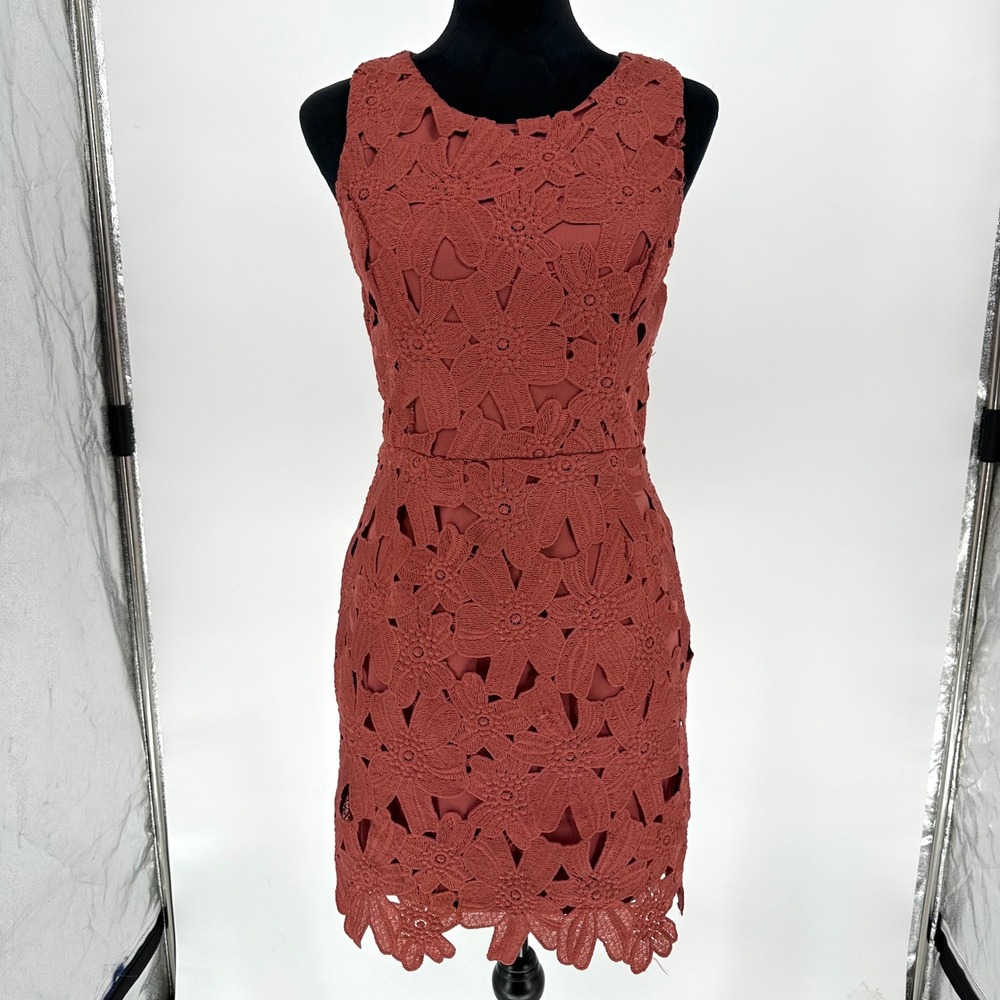 ASTR The Label‎ Woodrose Copper Floral Embroidered Crochet Bodycon Mini Dress M